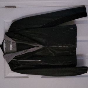 Calvin Klein hoodie sweater attached leather jacket.